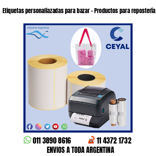 Etiquetas personaliazadas para bazar – Productos para repostería