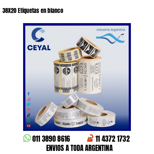 38X20 Etiquetas en blanco