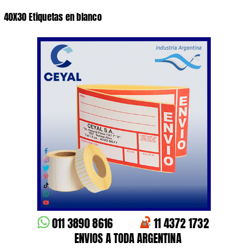 40X30 Etiquetas en blanco