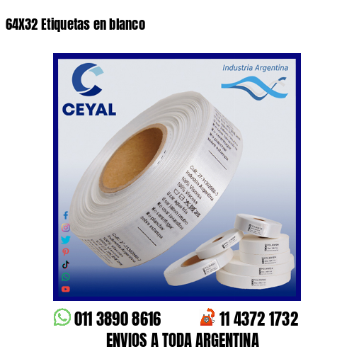 64X32 Etiquetas en blanco