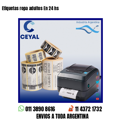 Etiquetas ropa adultos En 24 hs