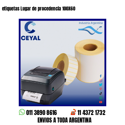 etiquetas Lugar de procedencia 100X60