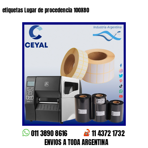 etiquetas Lugar de procedencia 100X80