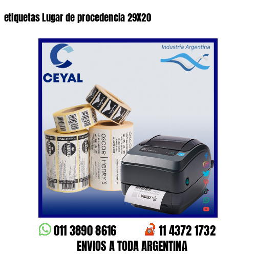 etiquetas Lugar de procedencia 29X20