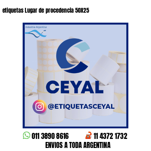 etiquetas Lugar de procedencia 50X25
