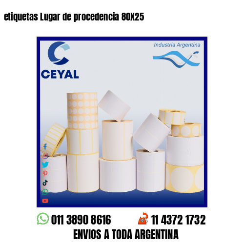 etiquetas Lugar de procedencia 80X25
