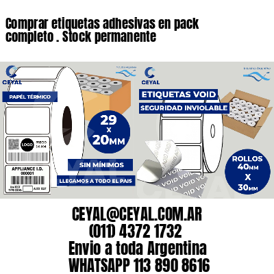 Comprar etiquetas adhesivas en pack completo . Stock permanente