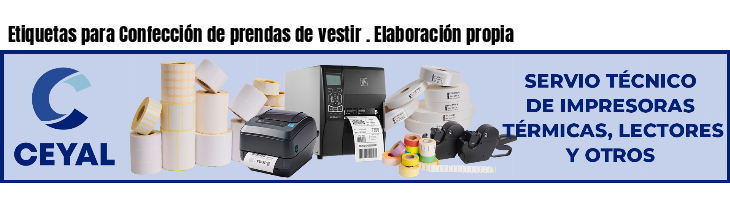Etiquetas para Confección de prendas de vestir . Elaboración propia