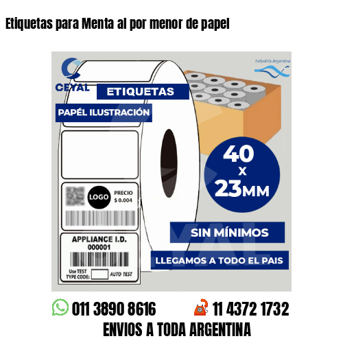 Etiquetas para Menta al por menor de papel