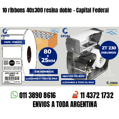 10 ribbons 40x300 resina doble - Capital Federal