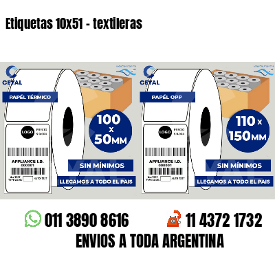 Etiquetas 10x51 - textileras
