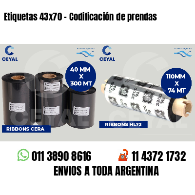 Etiquetas 43x70 - Codificación de prendas