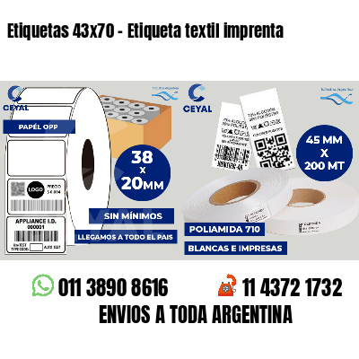 Etiquetas 43x70 - Etiqueta textil imprenta