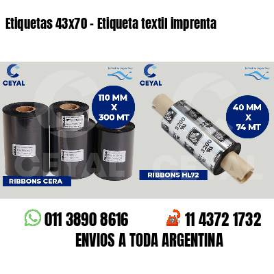 Etiquetas 43x70 - Etiqueta textil imprenta