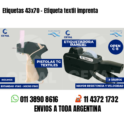 Etiquetas 43x70 - Etiqueta textil imprenta