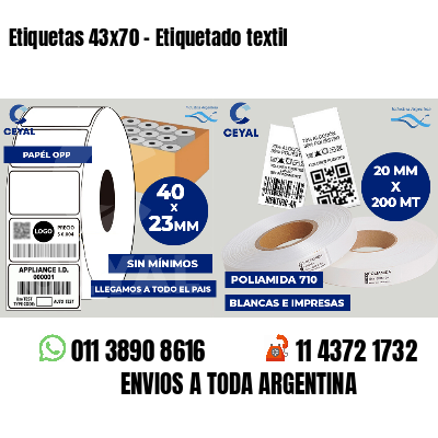 Etiquetas 43x70 - Etiquetado textil