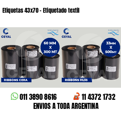 Etiquetas 43x70 - Etiquetado textil