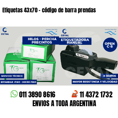 Etiquetas 43x70 - código de barra prendas