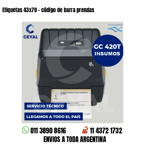 Etiquetas 43×70 – código de barra prendas