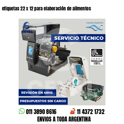 etiquetas 22 x 12 para elaboración de alimentos