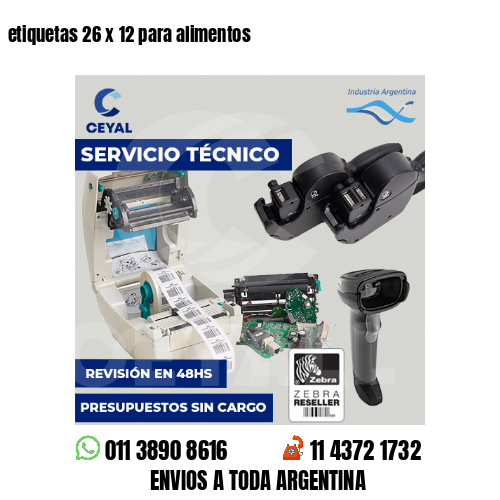 etiquetas 26 x 12 para alimentos