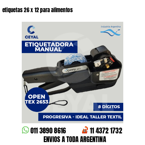 etiquetas 26 x 12 para alimentos