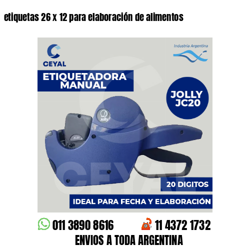 etiquetas 26 x 12 para elaboración de alimentos