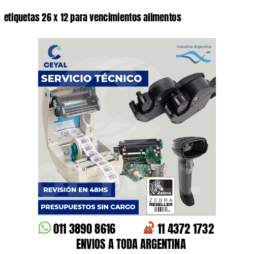 etiquetas 26 x 12 para vencimientos alimentos