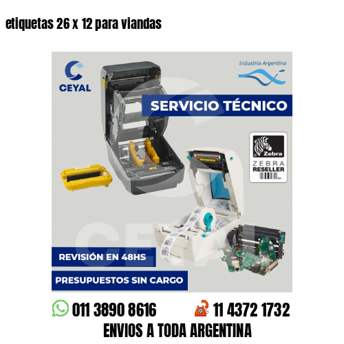 etiquetas 26 x 12 para viandas
