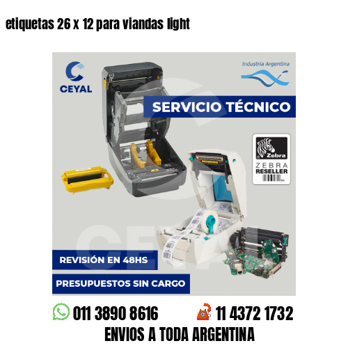 etiquetas 26 x 12 para viandas light