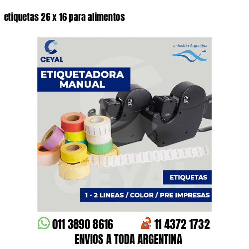 etiquetas 26 x 16 para alimentos