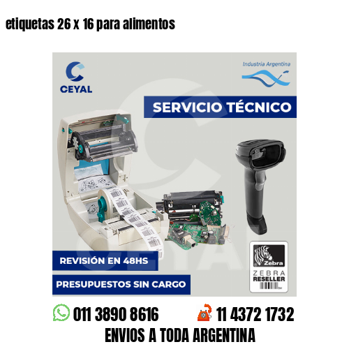 etiquetas 26 x 16 para alimentos