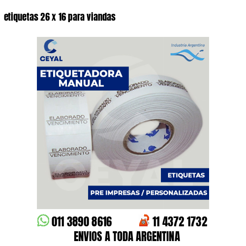 etiquetas 26 x 16 para viandas