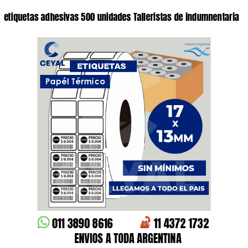 etiquetas adhesivas 500 unidades Talleristas de indumnentaria