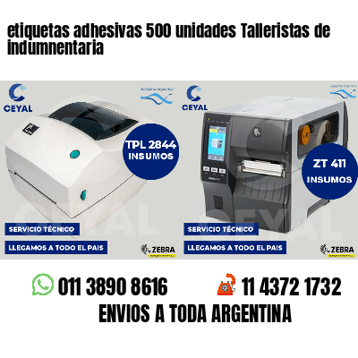 etiquetas adhesivas 500 unidades Talleristas de indumnentaria