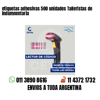 etiquetas adhesivas 500 unidades Talleristas de indumnentaria