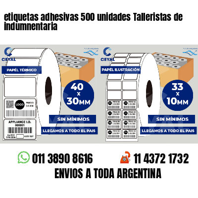 etiquetas adhesivas 500 unidades Talleristas de indumnentaria