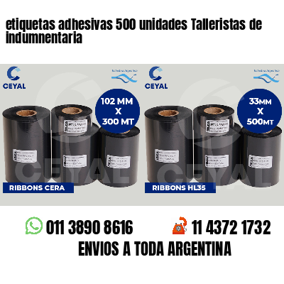 etiquetas adhesivas 500 unidades Talleristas de indumnentaria