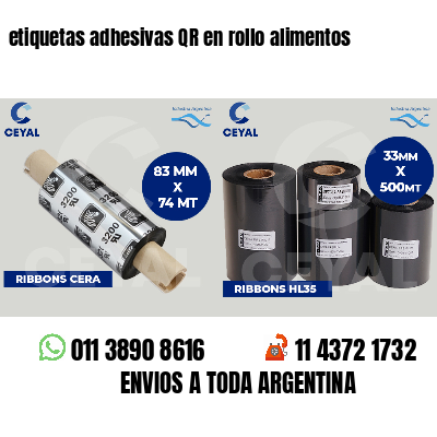etiquetas adhesivas QR en rollo alimentos