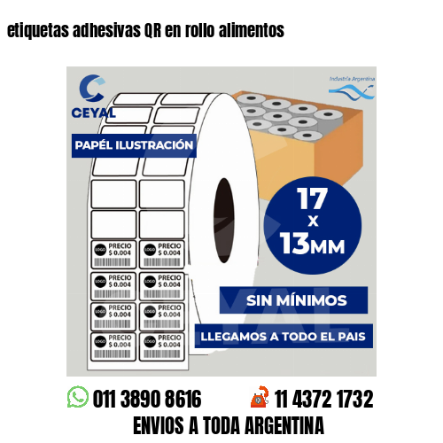 etiquetas adhesivas QR en rollo alimentos