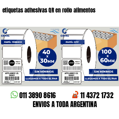 etiquetas adhesivas QR en rollo alimentos