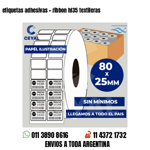 etiquetas adhesivas   ribbon hl35 textileras