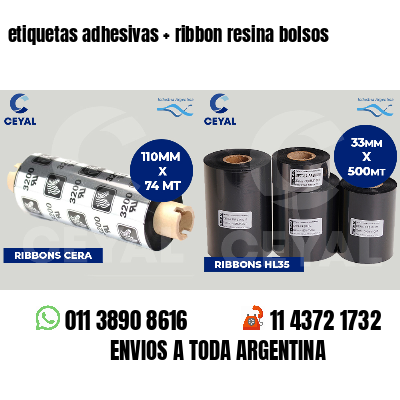 etiquetas adhesivas   ribbon resina bolsos