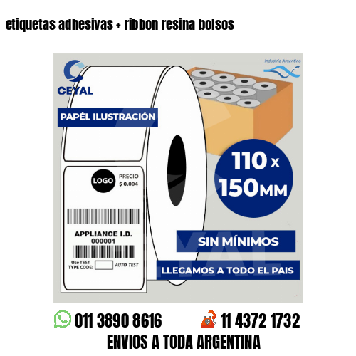 etiquetas adhesivas   ribbon resina bolsos