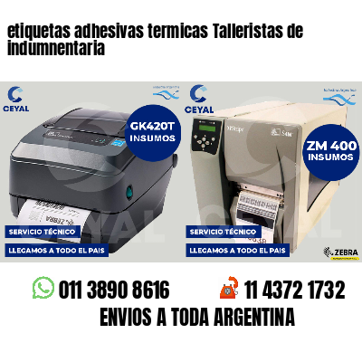 etiquetas adhesivas termicas Talleristas de indumnentaria