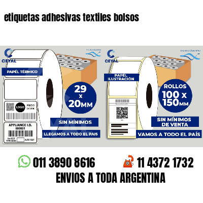 etiquetas adhesivas textiles bolsos