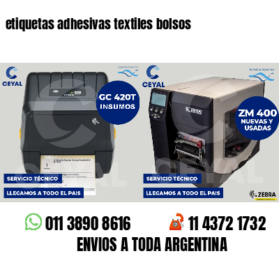 etiquetas adhesivas textiles bolsos