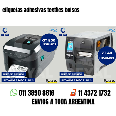 etiquetas adhesivas textiles bolsos