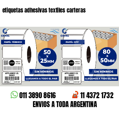 etiquetas adhesivas textiles carteras