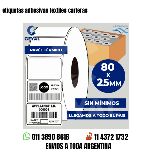 etiquetas adhesivas textiles carteras